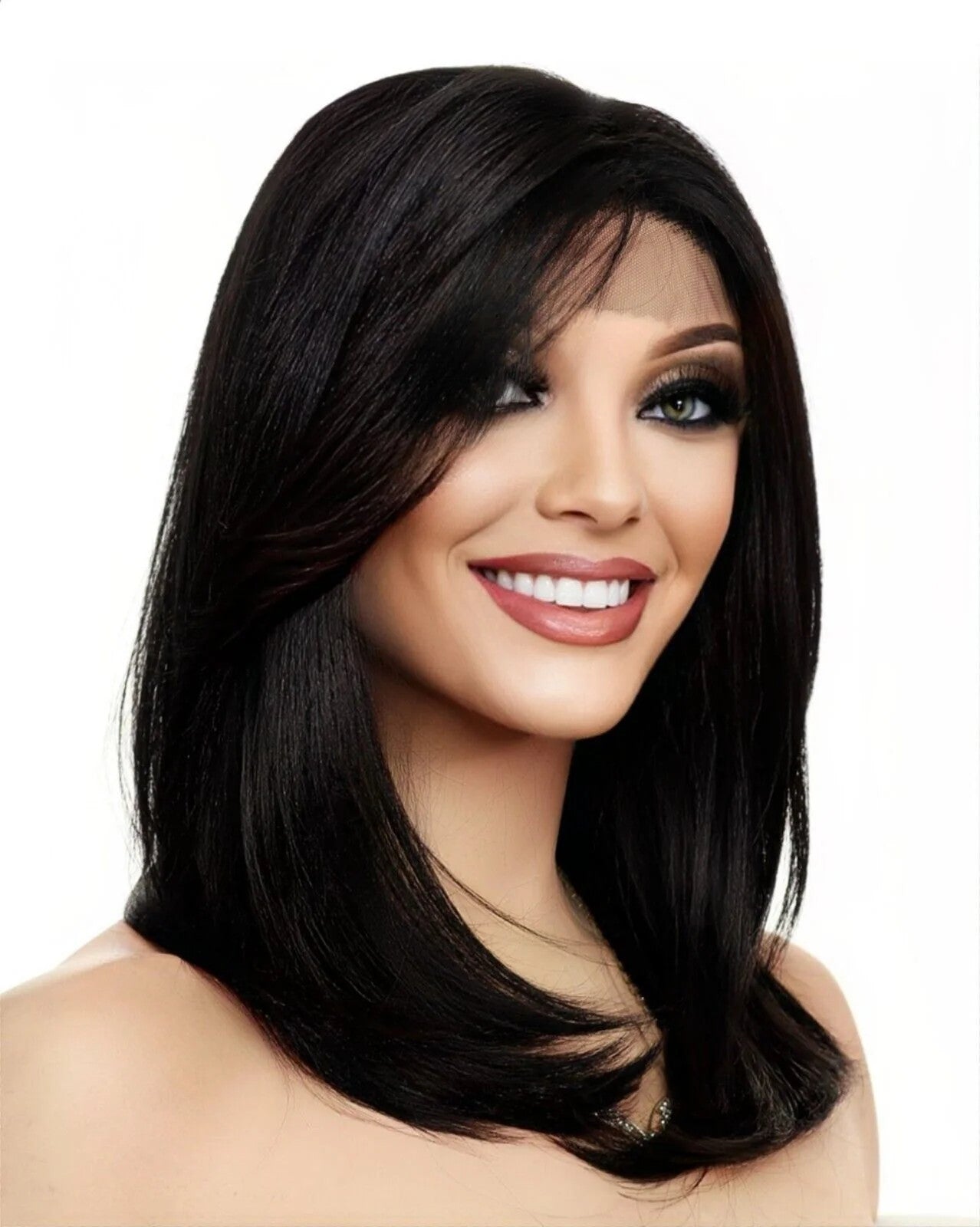 Lace Front Wig HAND TIED HEAT FRIENDLY COLOR #2  SOFT STRAIGHT LAYERS USA 1126