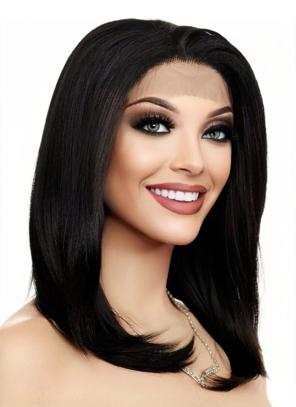 Lace Front Wig HAND TIED HEAT FRIENDLY COLOR #2  SOFT STRAIGHT LAYERS USA 1126