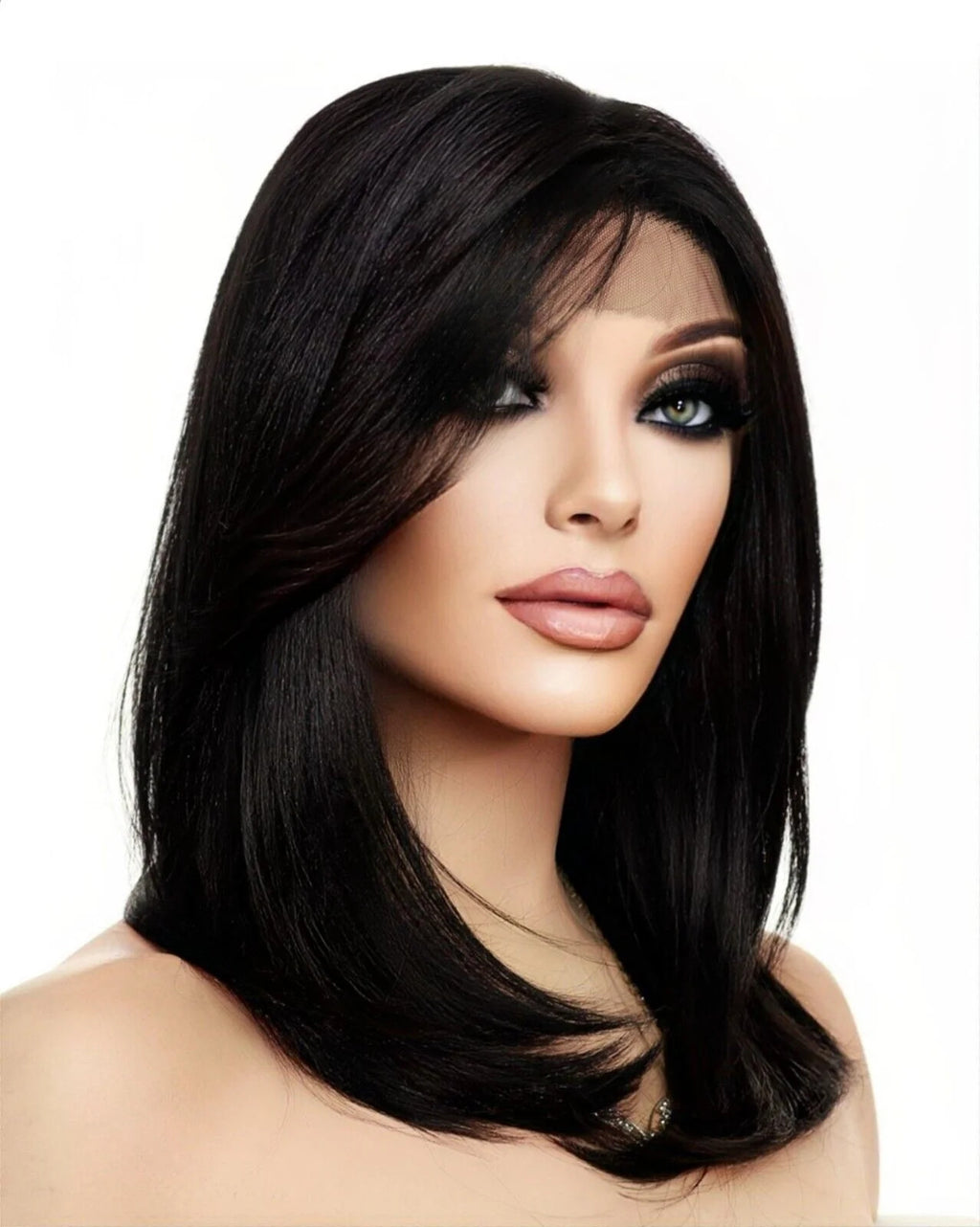 Lace Front Wig HAND TIED HEAT FRIENDLY COLOR #2  SOFT STRAIGHT LAYERS USA 1126
