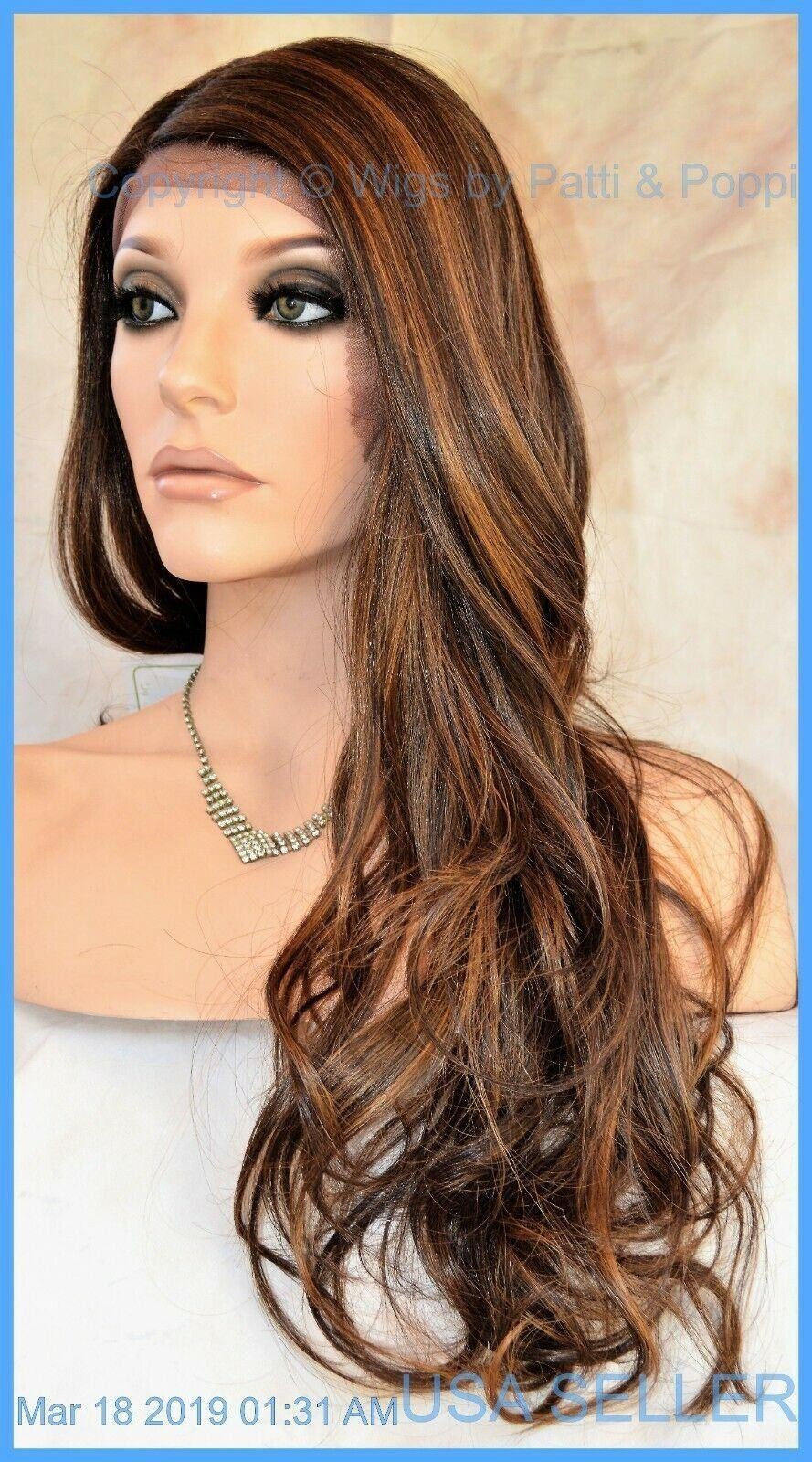 LACE FRONT SYNTHETIC/HUMAN HAIR BLEND CASCADING WAVES SIDE PART P27.4.30 1334
