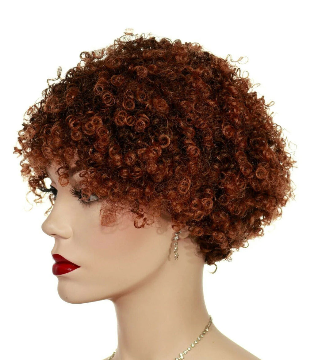 KEONA 100% Human Hair Kinky Curl Wig by Sepia Color T1B.30 -LAST ONE  OPEN BOX
