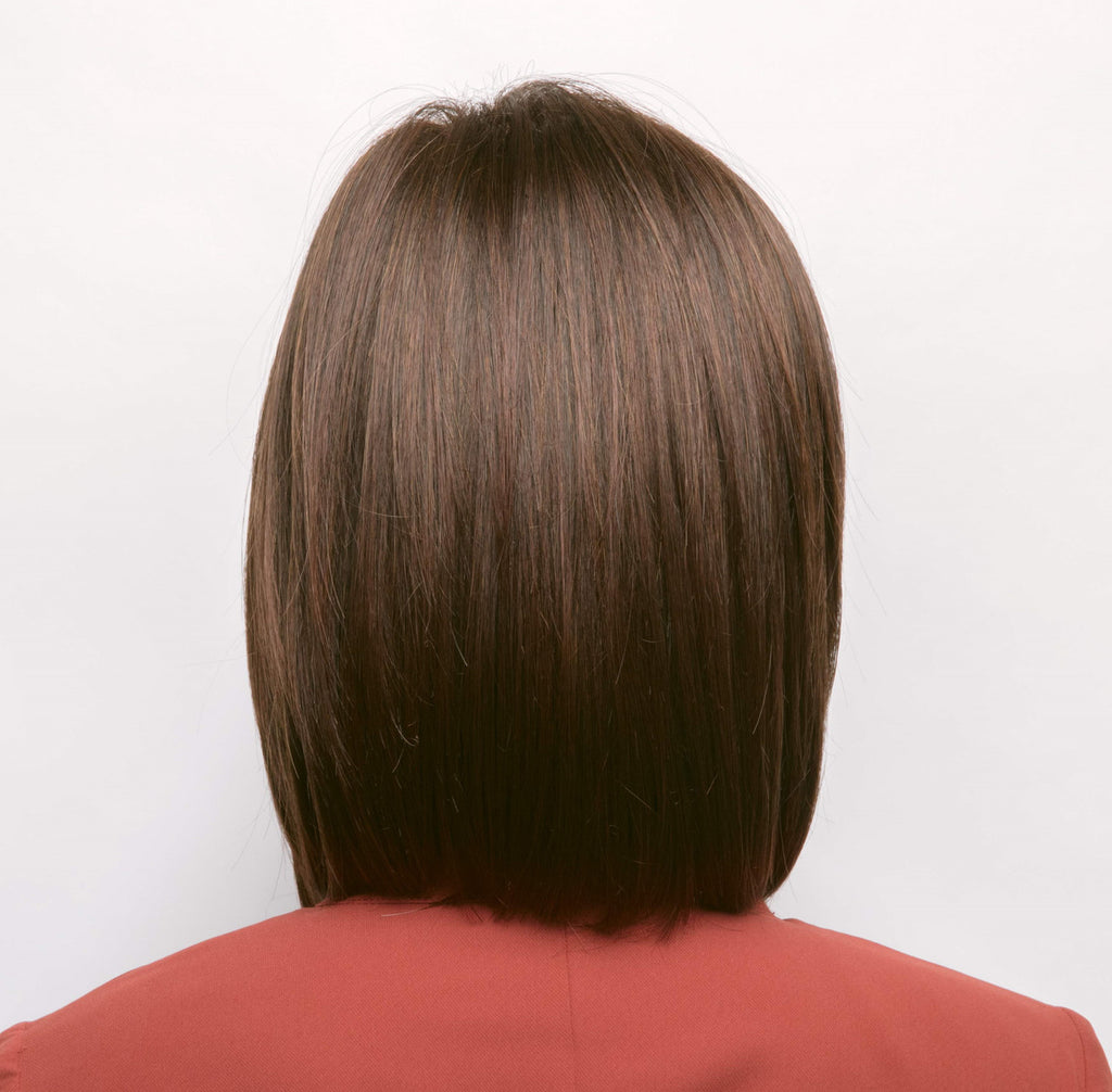 Alva machine made wig back view Red 
Brown