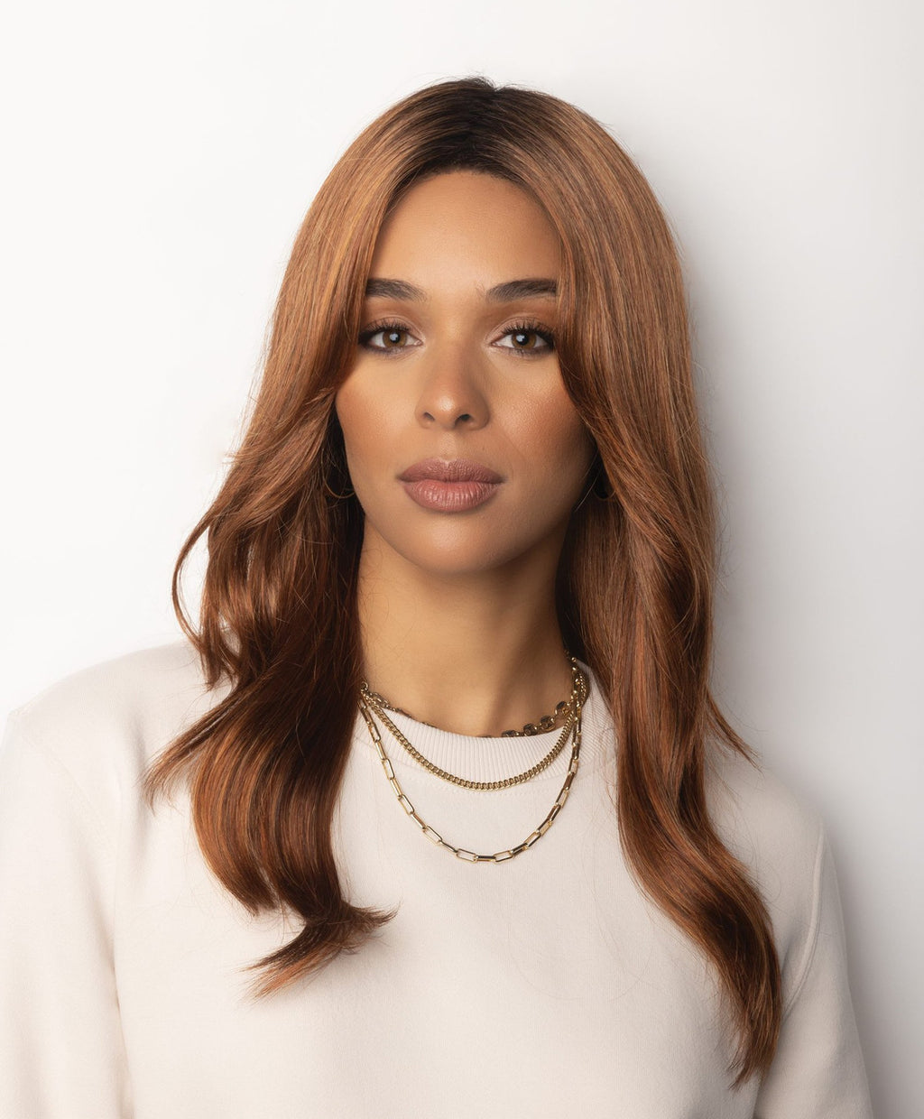 Sage | Rene of Paris Wigs |  Classic Cap | Long Wavy | Shaded Amber Front view