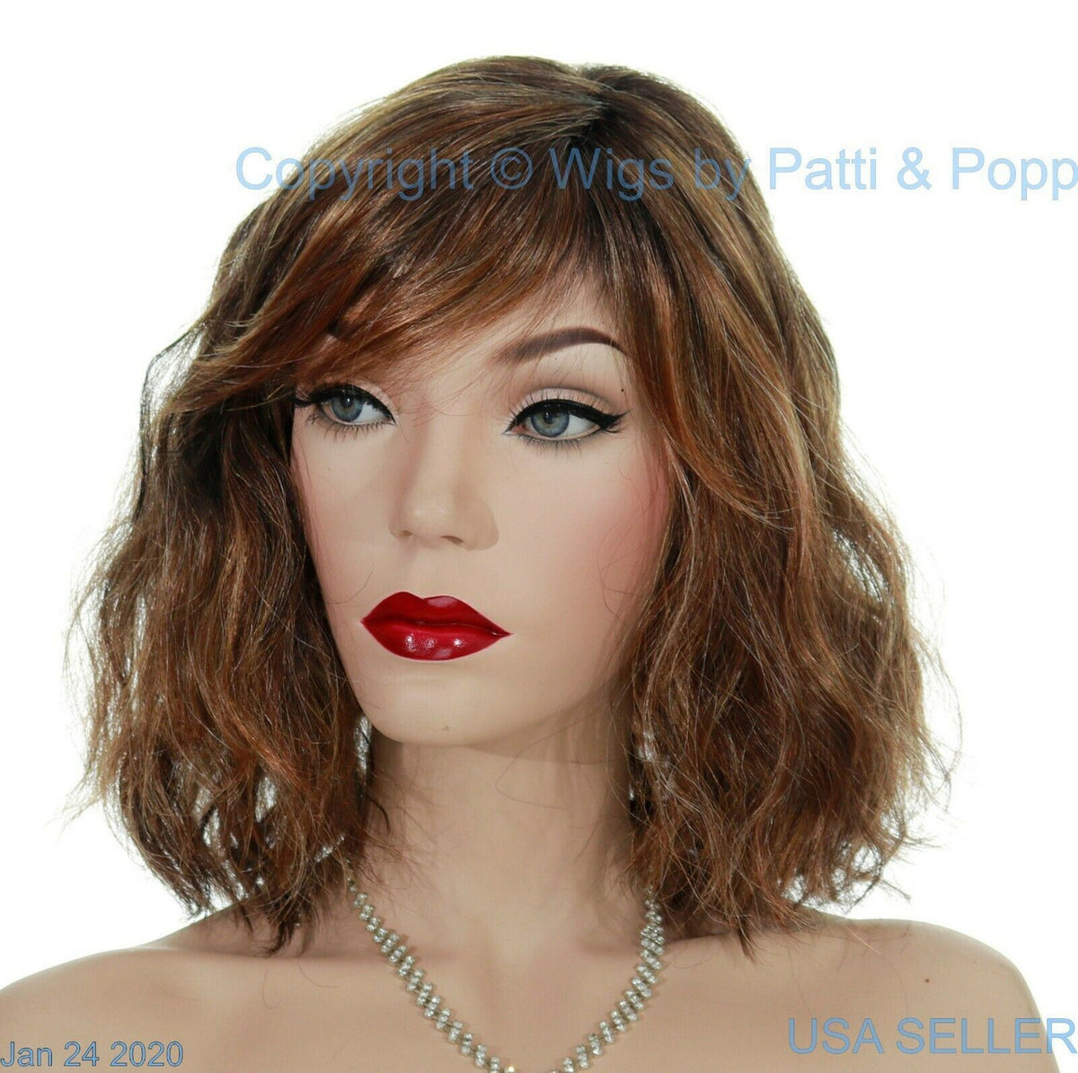 Dakota | Envy Wigs | Monopart | Med Wavy Style | Chocolate Caramel Open Box