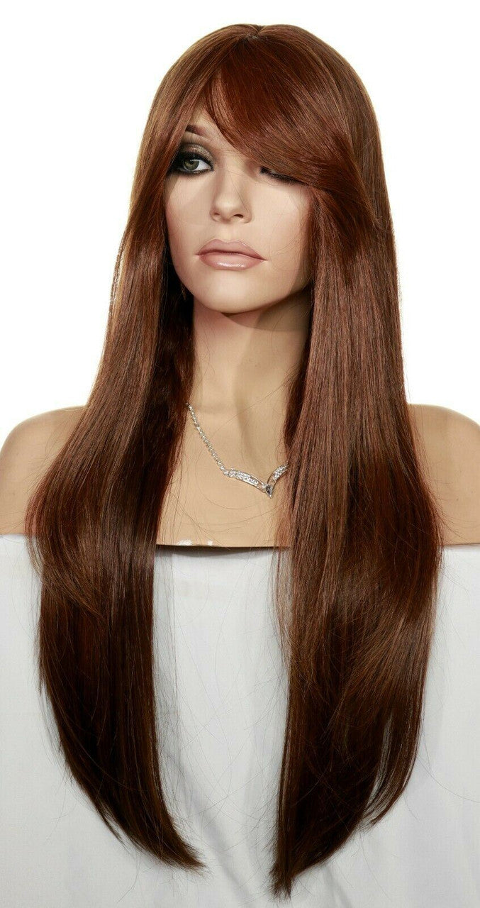 Human/Synthetic Hair Blend Heat Safe Wig SkinTop Clr H27.430  Long Straight 1409