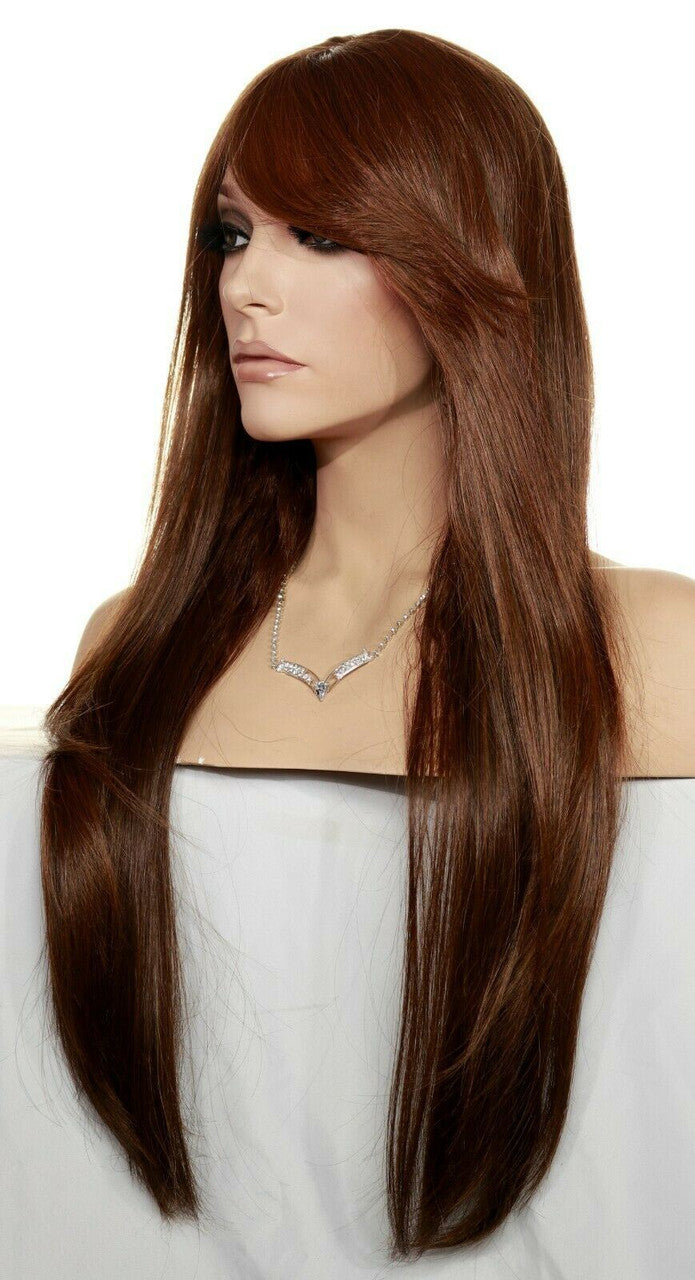 Human/Synthetic Hair Blend Heat Safe Wig SkinTop Clr H27.430  Long Straight 1409