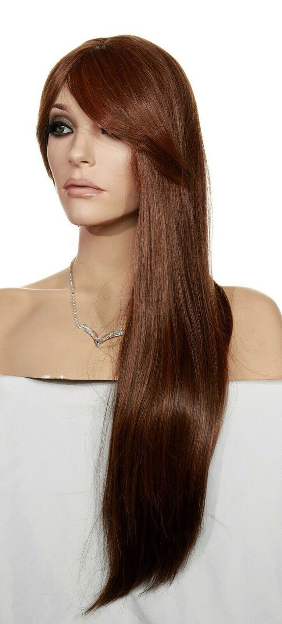 Human/Synthetic Hair Blend Heat Safe Wig SkinTop Clr H27.430  Long Straight 1409