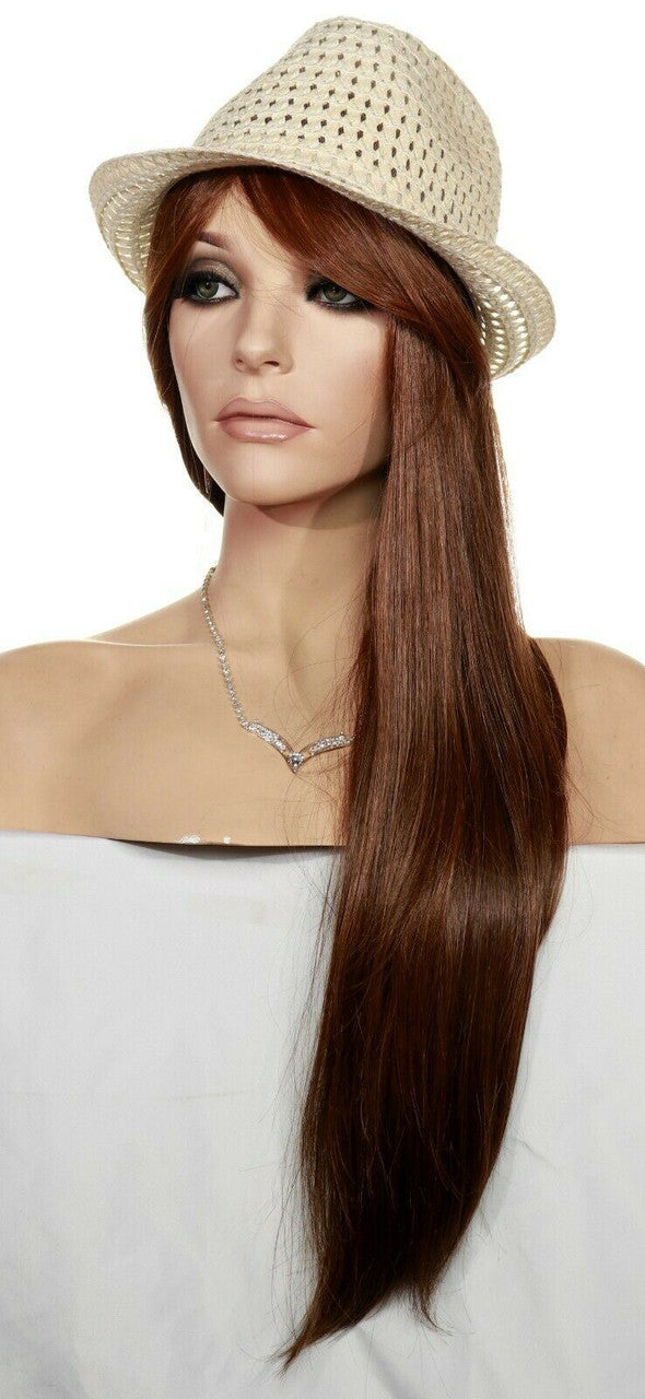 Human/Synthetic Hair Blend Heat Safe Wig SkinTop Clr H27.430  Long Straight 1409