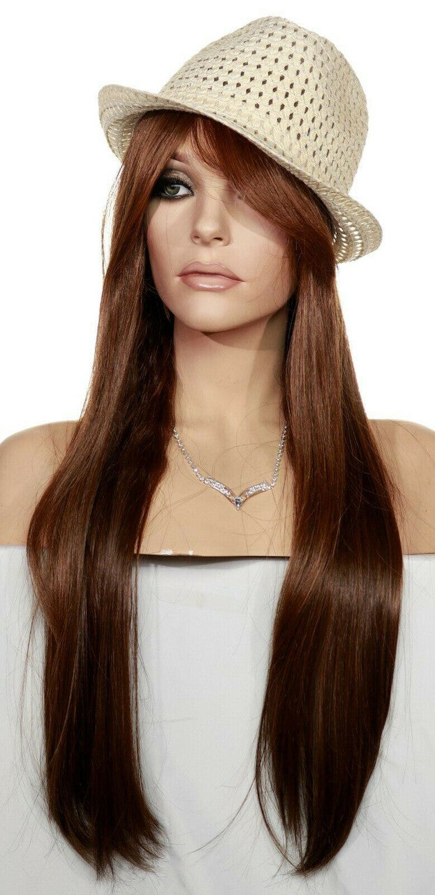 Human/Synthetic Hair Blend Heat Safe Wig SkinTop Clr H27.430  Long Straight 1409