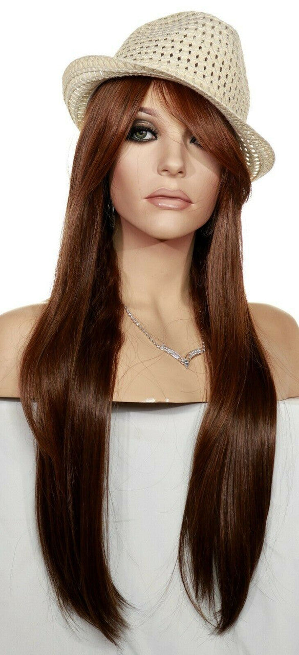 Human/Synthetic Hair Blend Heat Safe Wig SkinTop Clr H27.430  Long Straight 1409