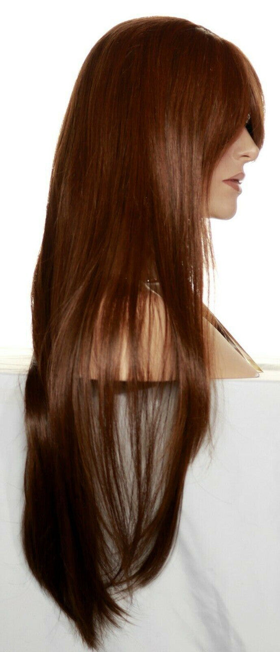 Human/Synthetic Hair Blend Heat Safe Wig SkinTop Clr H27.430  Long Straight 1409