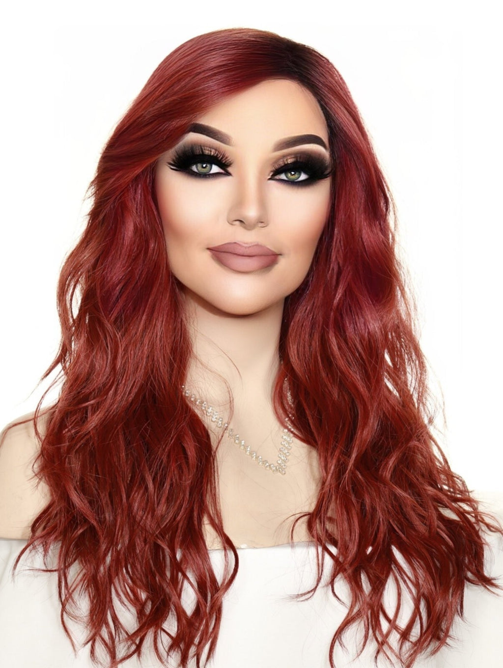 Brooklyn Alexander Couture Wig Lace Front Long Wavy Henna Red
