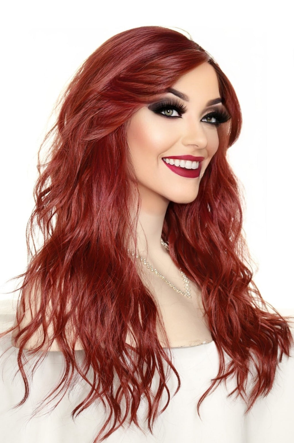Brooklyn Alexander Couture Wig Lace Front Long Wavy Henna Red