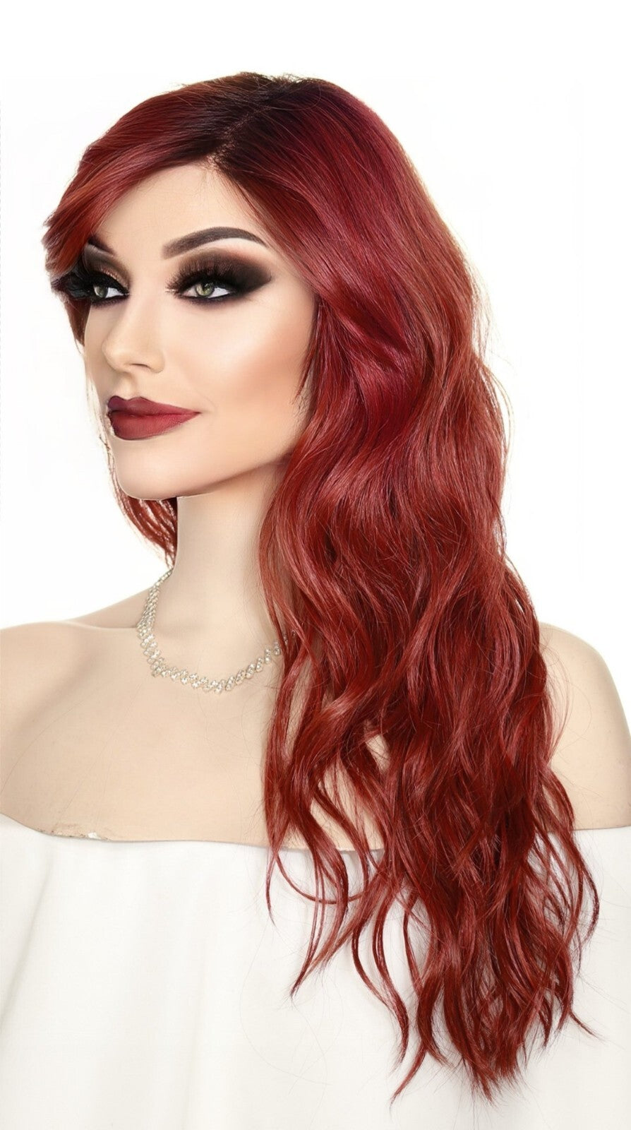 Brooklyn Alexander Couture Wig Lace Front Long Wavy Henna Red