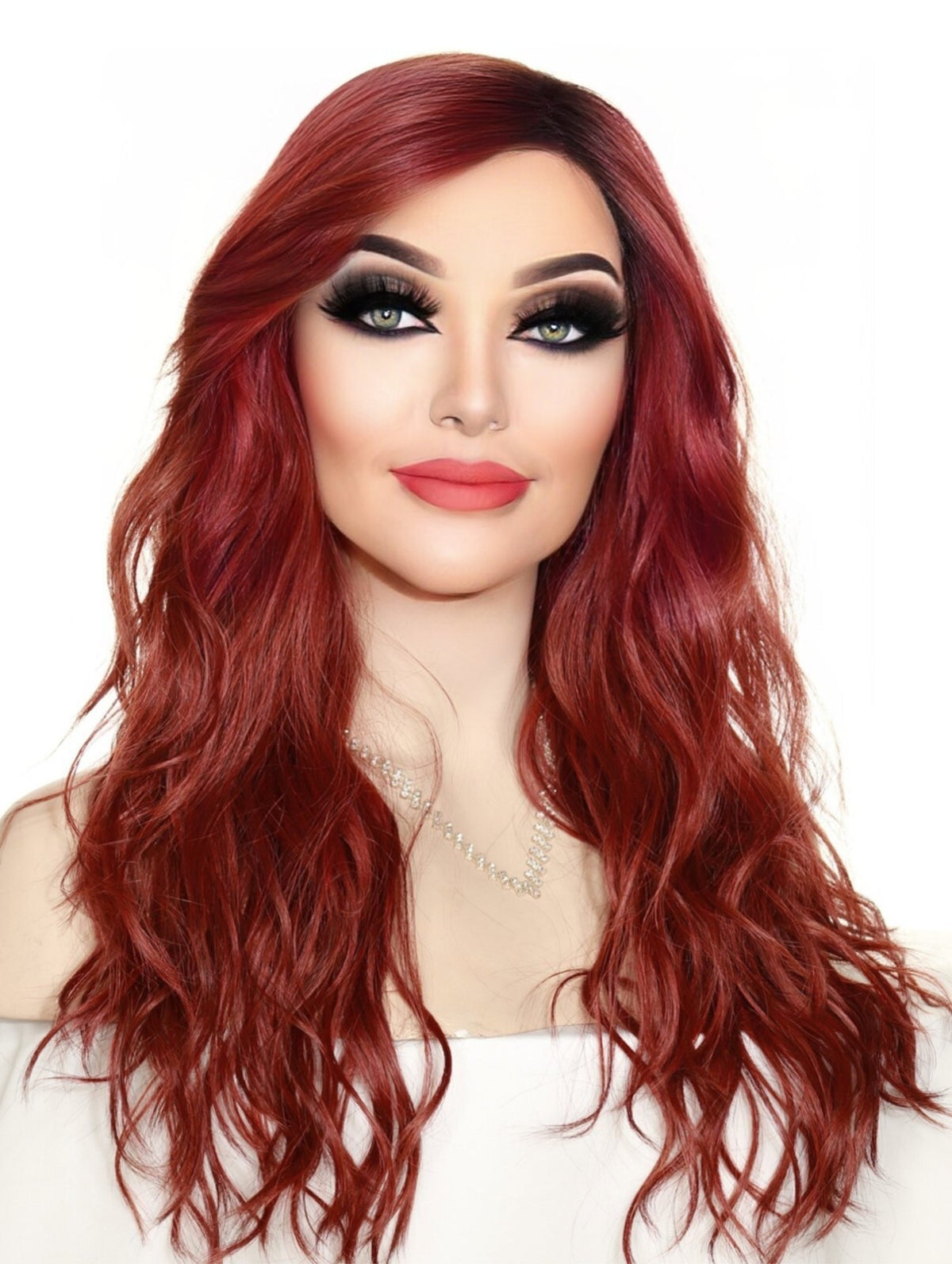 Brooklyn Alexander Couture Wig Lace Front Long Wavy Henna Red