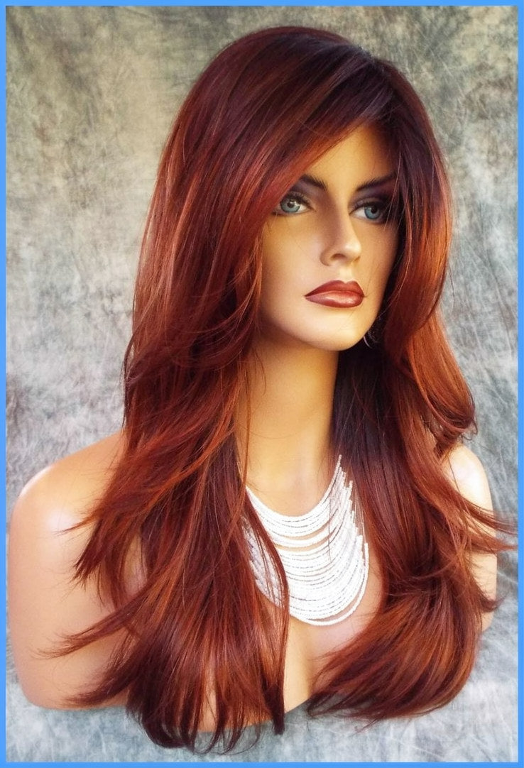 Angelica PM Wig by Noriko - Partial Monofilament Long Synthetic Crimson-LR