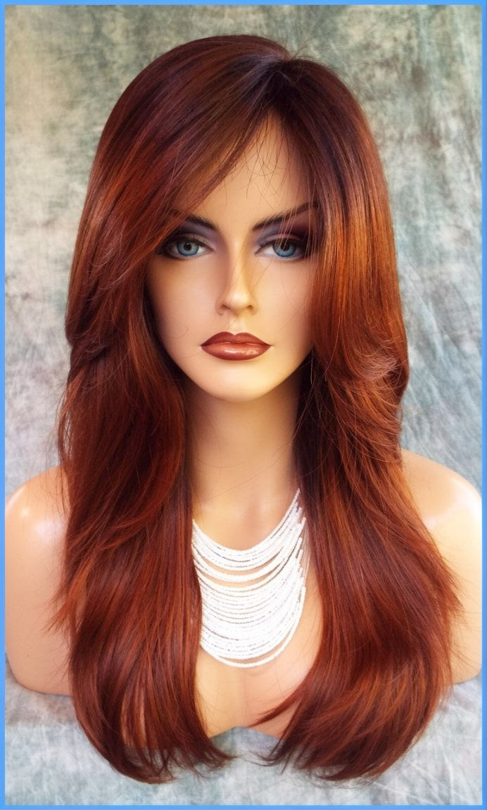 Angelica PM Wig by Noriko - Partial Monofilament Long Synthetic Crimson-LR