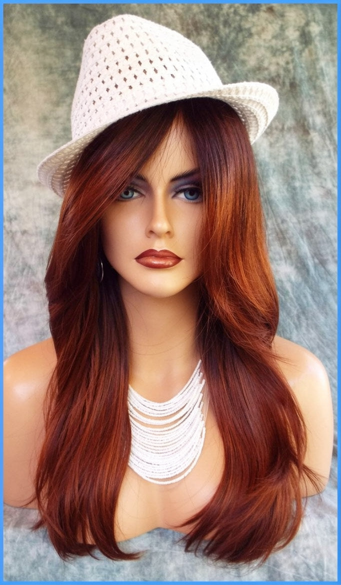 Angelica PM Wig by Noriko - Partial Monofilament Long Synthetic Crimson-LR