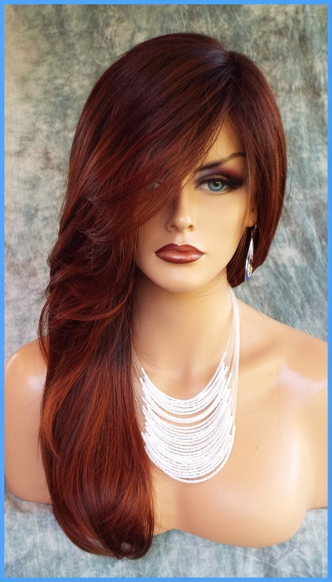 Angelica PM Wig by Noriko - Partial Monofilament Long Synthetic Crimson-LR