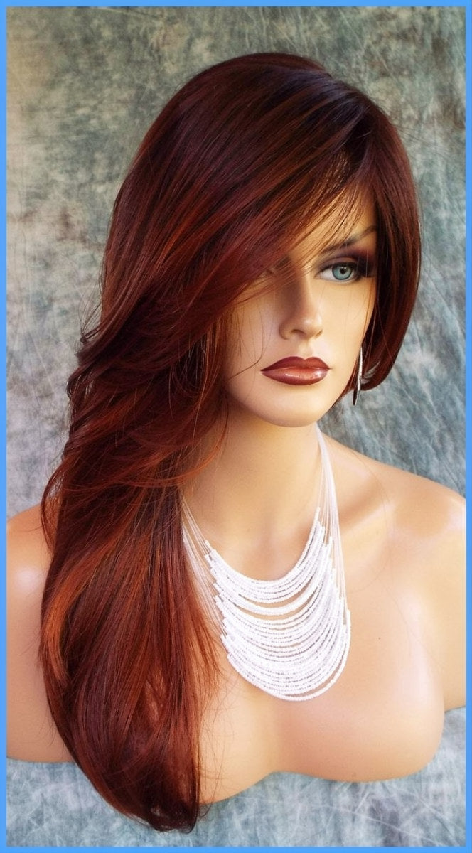 Angelica PM Wig by Noriko - Partial Monofilament Long Synthetic Crimson-LR