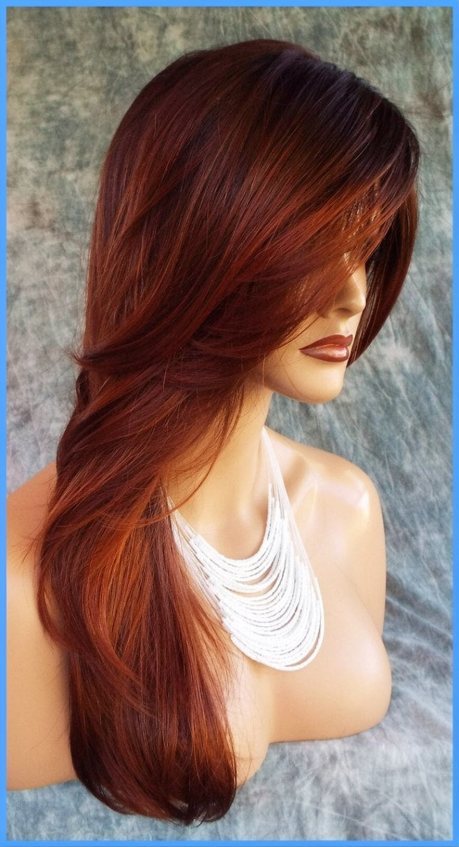 Angelica PM Wig by Noriko - Partial Monofilament Long Synthetic Crimson-LR