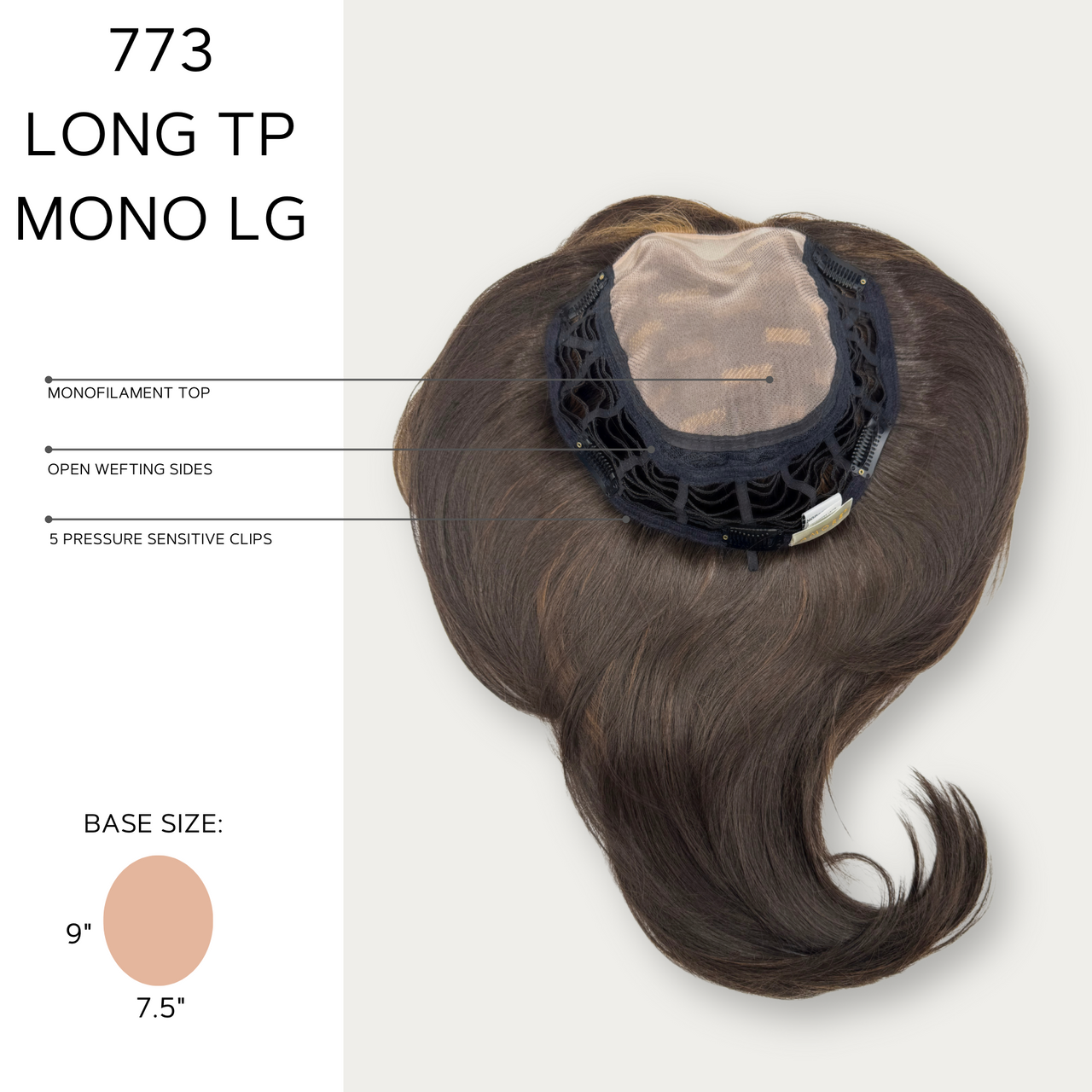 Long  Top Piece Monotop Large | Amore Wigs