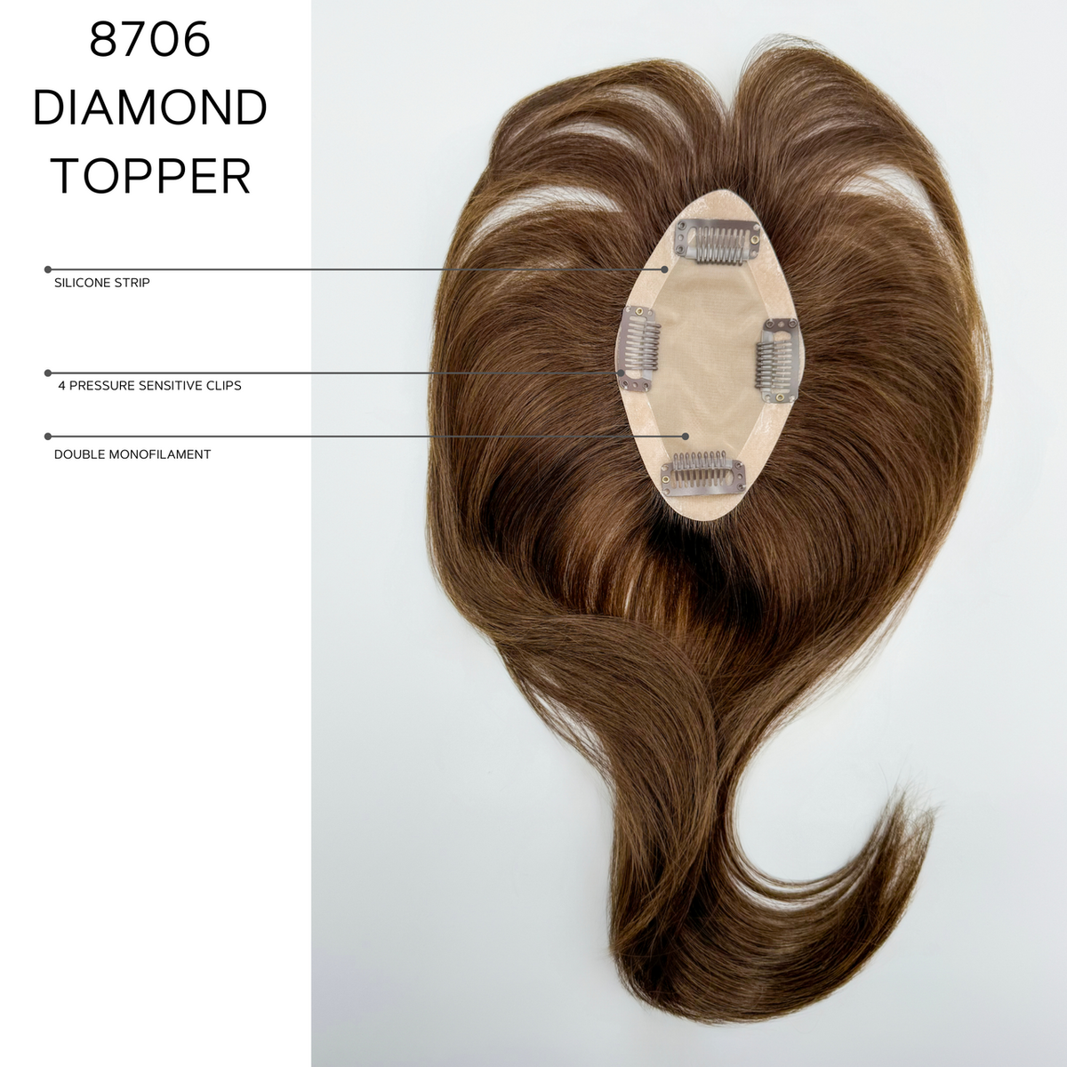 Diamond Top Piece | Amore | Monofilament | Average | Color | Human Hair Topper