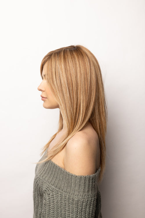 Brielle | Amore Wigs | Monotop | Remy Human Hair | side view | hazelnut cream 