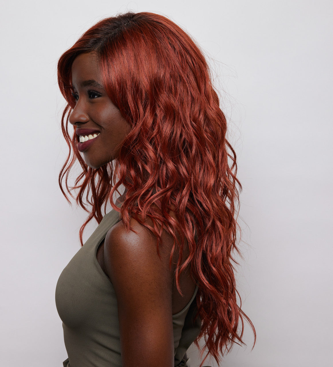 Brooklyn |  Alexander Couture Wig Collection | Side View | Henna Red R