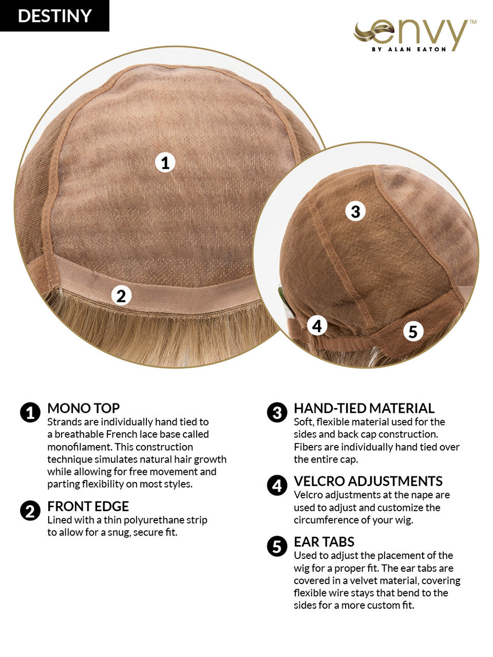 Destiny | Envy | Mono Top Hand-Tied | Short Pixie | Human Hair Blend