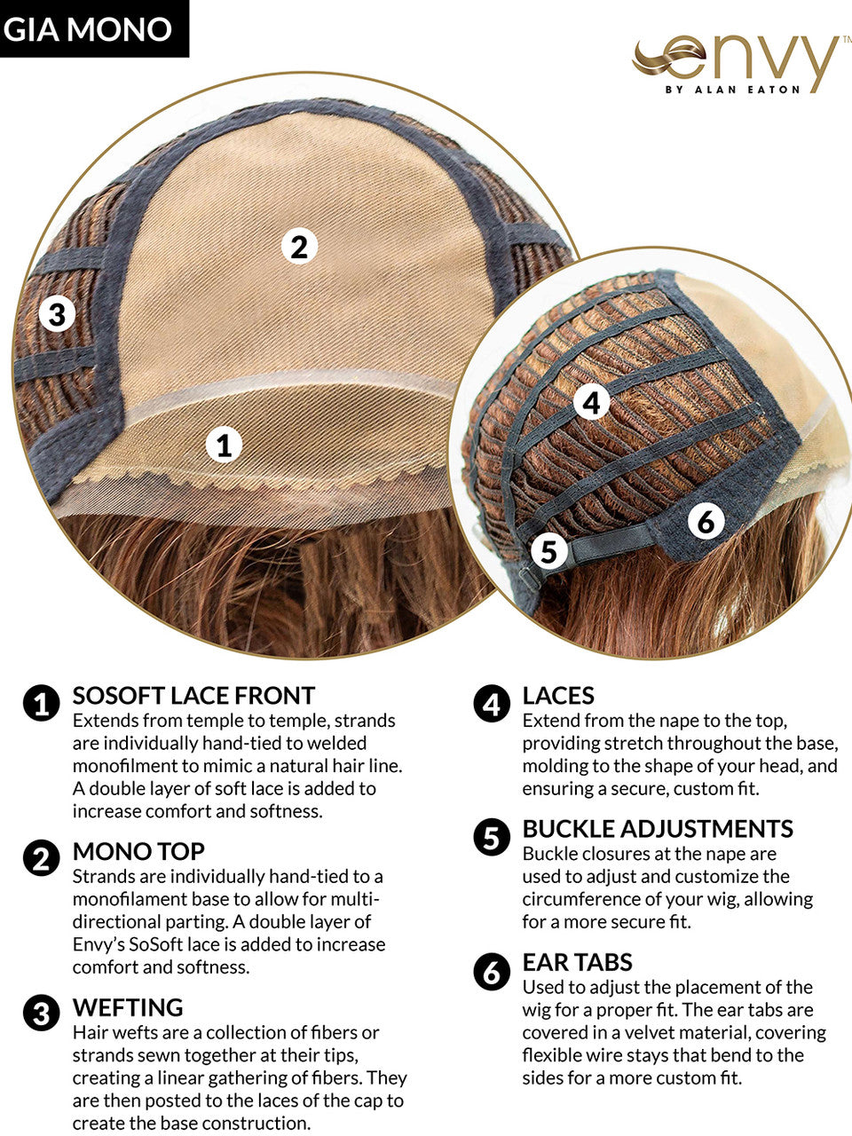 Gia Mono  Envy Wigs |  Lace Front  Monotop - cap style