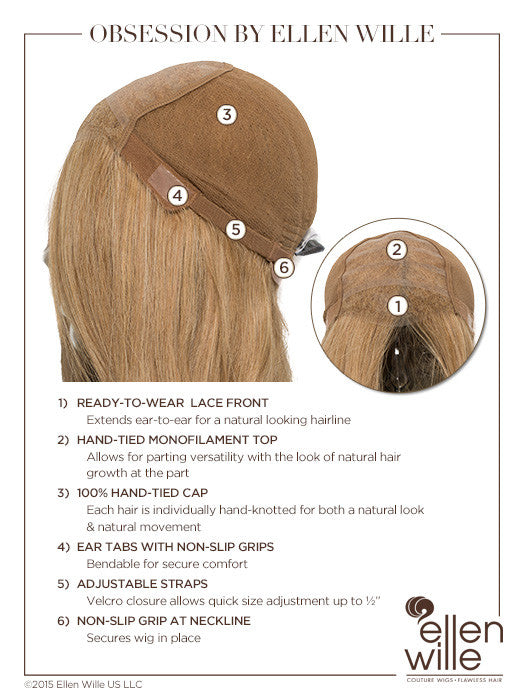 Obsession Deluxe Wig by Ellen Wille - Lace Front Mono Top Remy Human Hair