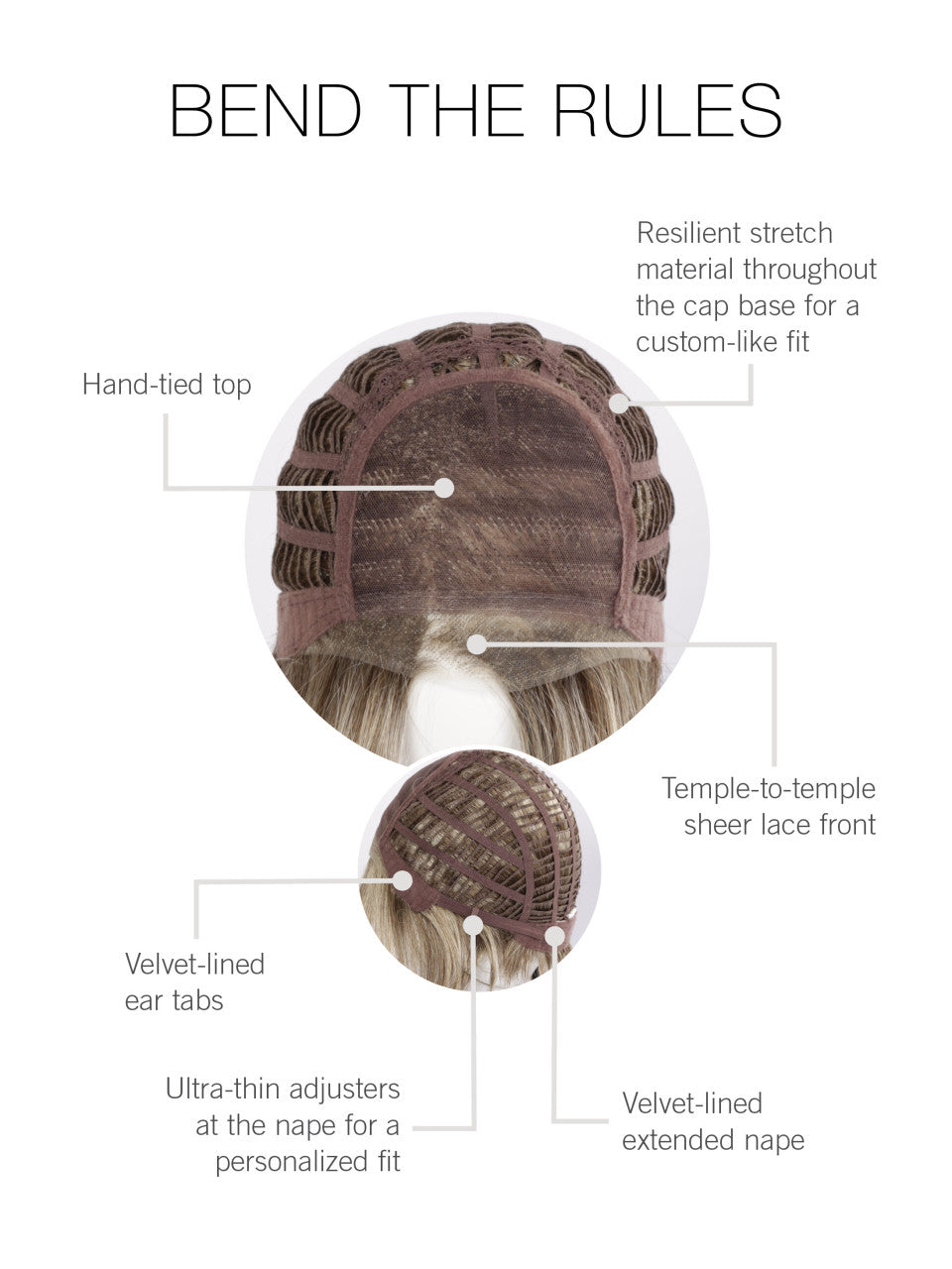 Bend The Rules | Gabor Wigs | Lace Front Hand tied top | Cap view | GL10-12 Sunlit Chestnut