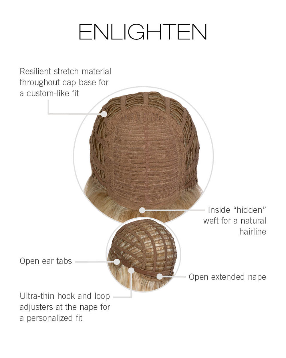 Enlighten by Gabor Basic Cap Wig Heat-Friendly Medium *Choose Color* NEW