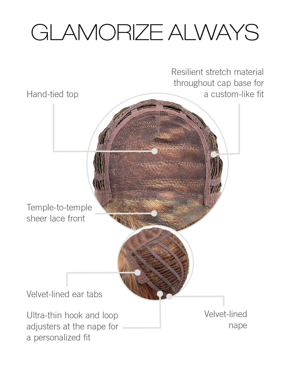 GLAMORIZE ALWAYS | Gabor Wigs | Heat Friendly Lace Front Monopart | GF132SS SS Sangria | Cap View