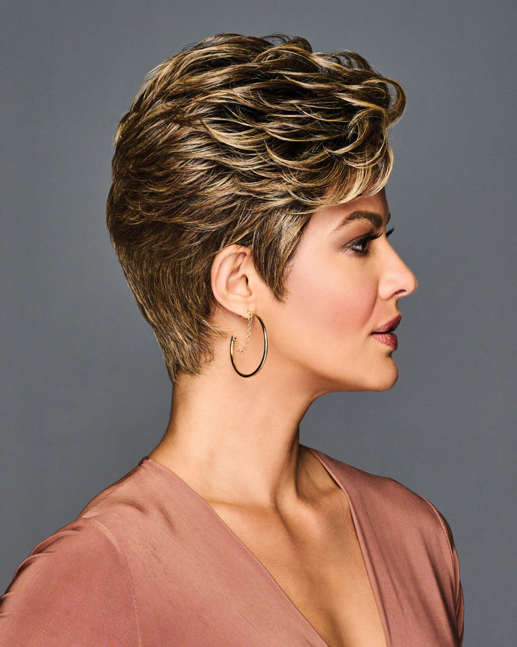 Out The Door | Gabor Wigs | Heat Friendly Lace Front | Side View | GF11-25SS SS Honey Pecan