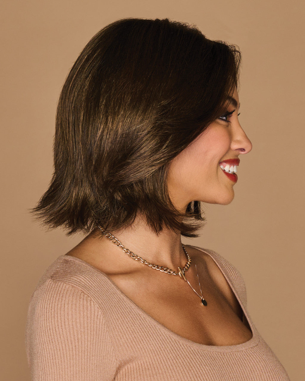 Unspoken | Gabor Wigs |  Lace Front Middle  Monopart | Side view | GL8-10 Dark Chestnut