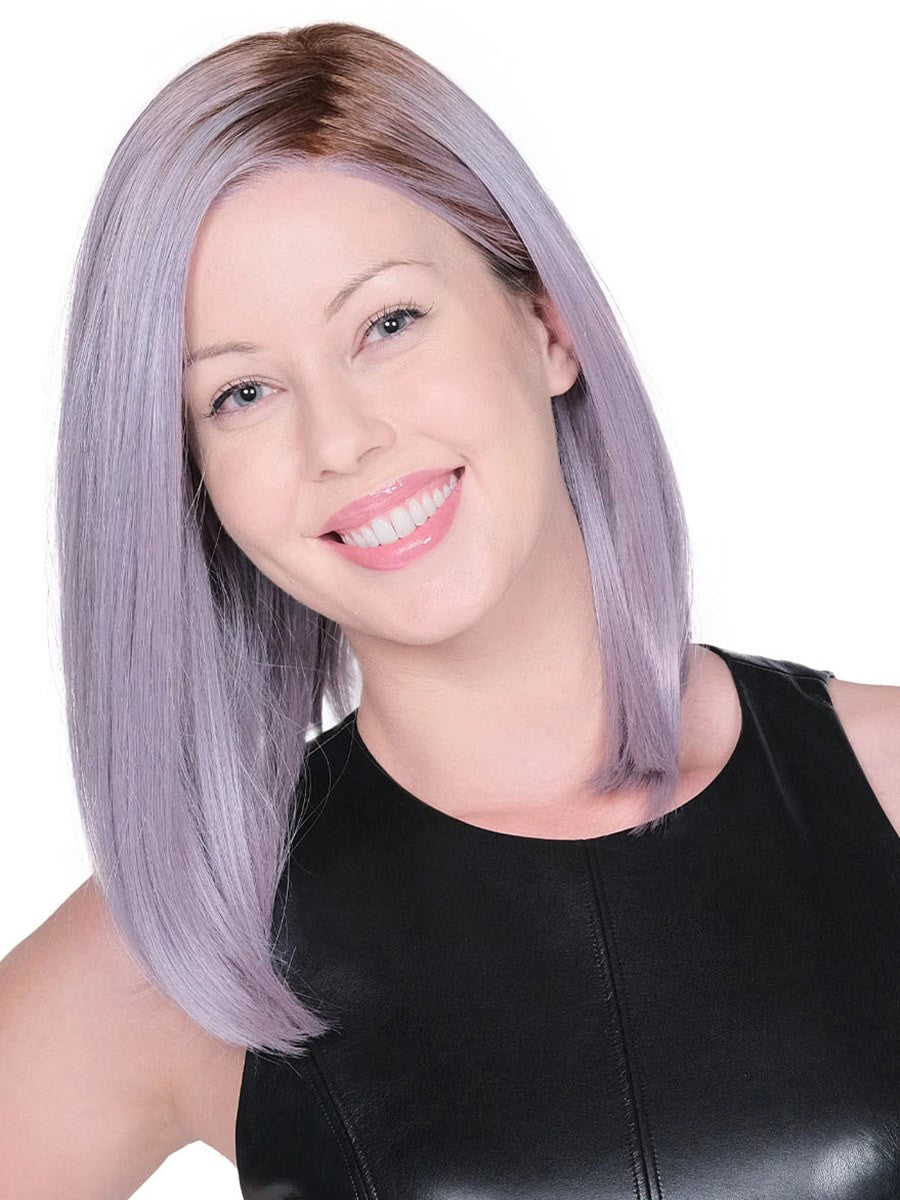 Ground Theory |  Belle Tress Wigs | Lace Front Monopart  front view-3 iced lavendar latte