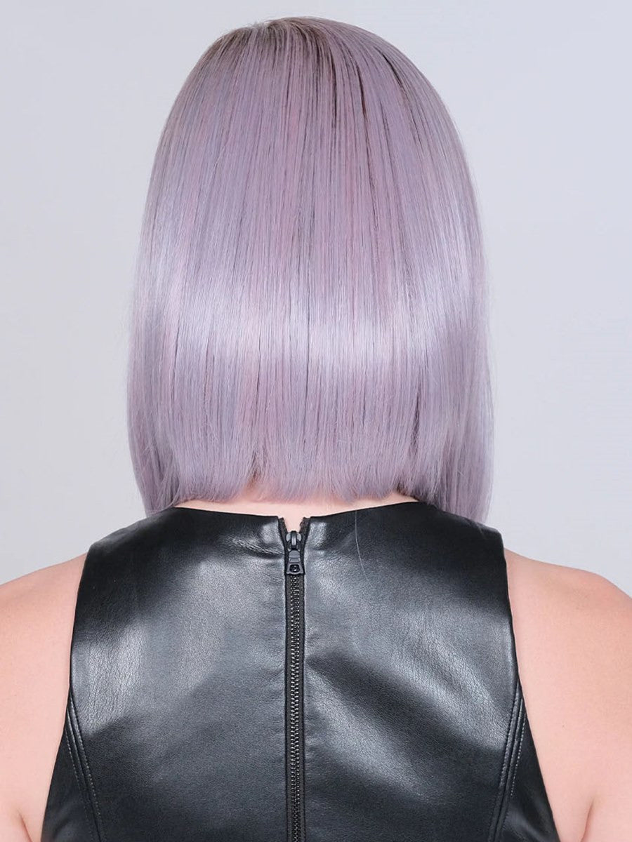 Ground Theory |  Belle Tress Wigs | Lace Front Monopart  back view-2 iced lavendar latte