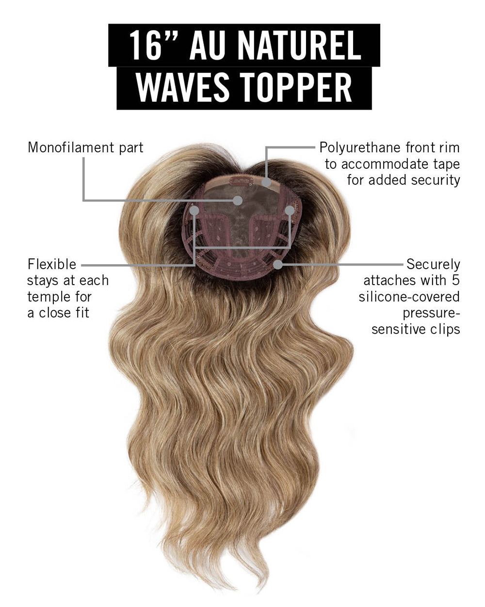 16″ Au Natural Waves Topper by HAIRDO Wig Heat-Friendly Long *Choose Color* NEW