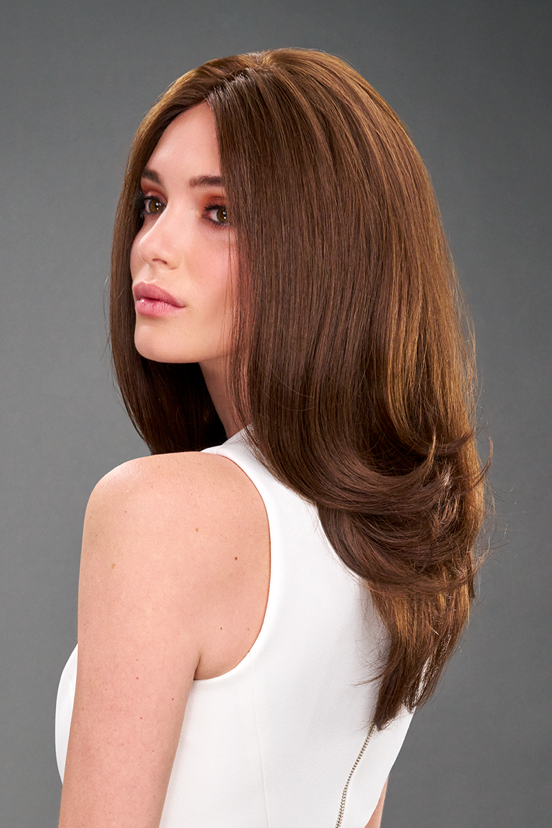 Layla | Jon Renau Swiss Lace Front / French Drawn / Machine Wefting on Netting | Human Hair Wig | Side View Color 6