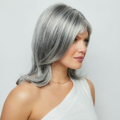 Marion | Orchid Collection | Lace Front Lace part | Side  View | Salt Pepper