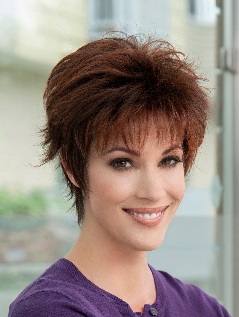 Ophelia - Envy Wigs - Side view | dark red