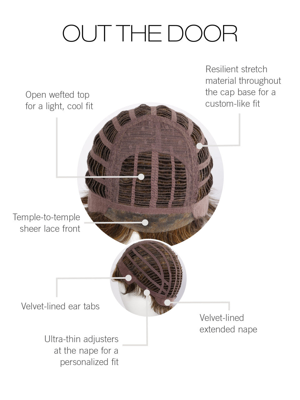 Out The Door | Gabor Wigs | Heat Friendly Lace Front | Cap View | GF11-25SS SS Honey Pecan