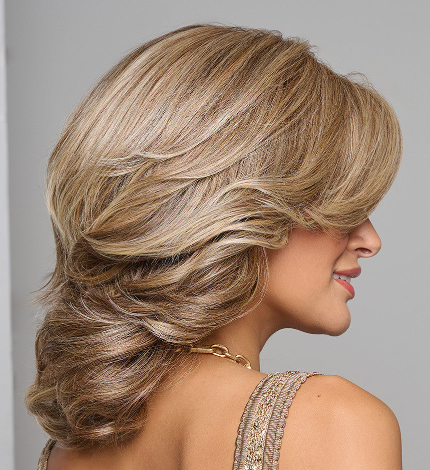 Flip the Script | Raquel Welch Wigs | RL12/22SS Shaded Cappuccino | Side View