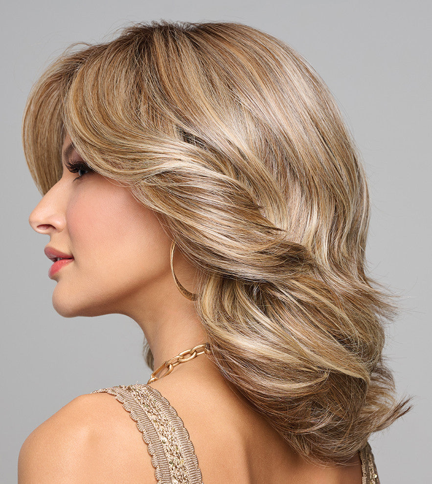 Flip the Script | Raquel Welch Wigs | RL12/22SS Shaded Cappuccino | Side View