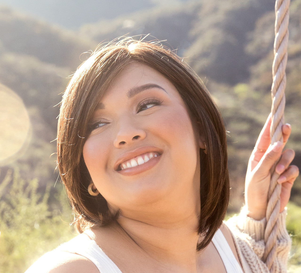 Sybil | Amore Wigs | Extended Lace Front Monotop |  Hand tied | Front View -2 Cashmere Brown