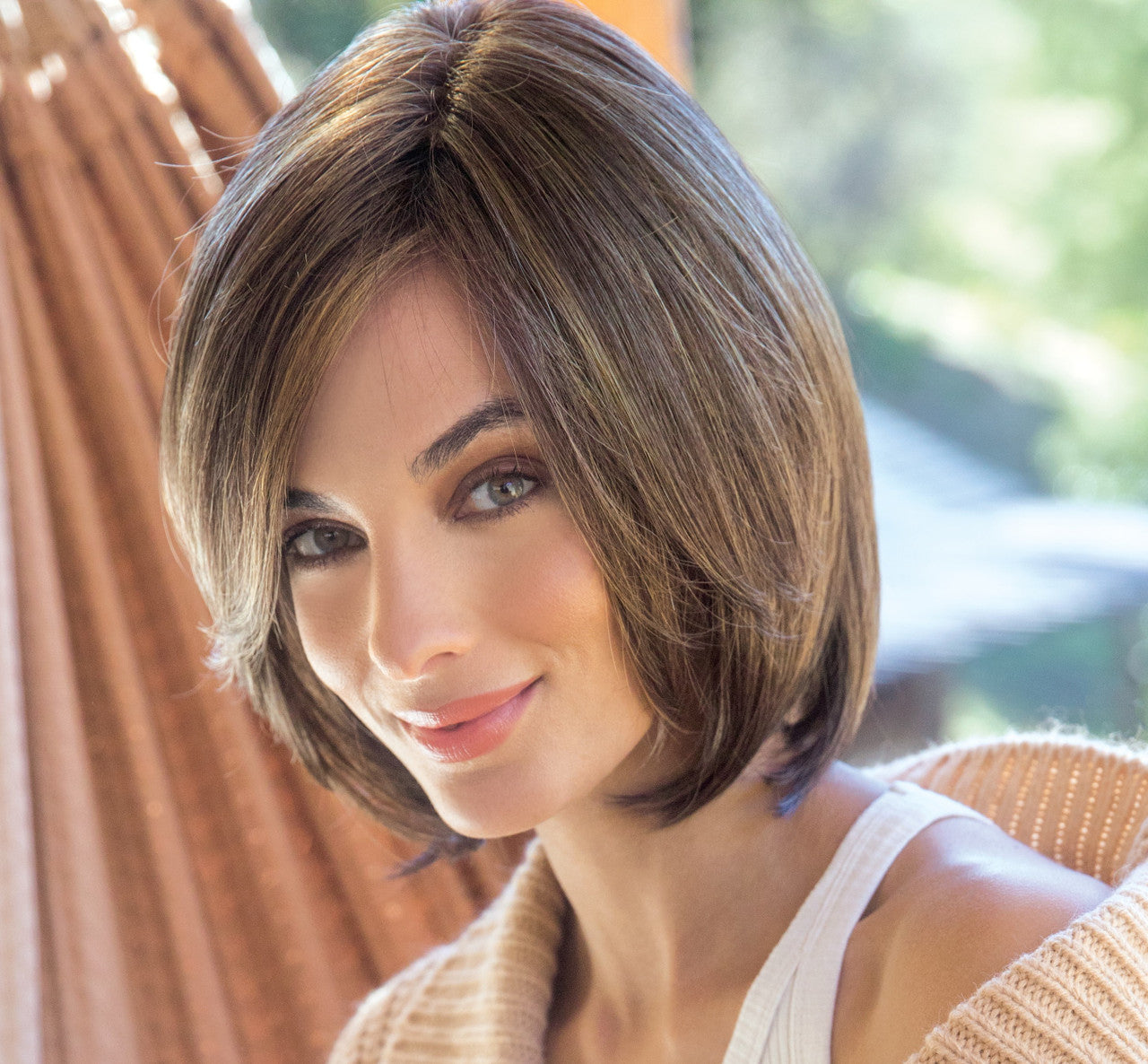 Sybil | Amore Wigs | Extended Lace Front Monotop |  Hand tied | Front View marble Brown