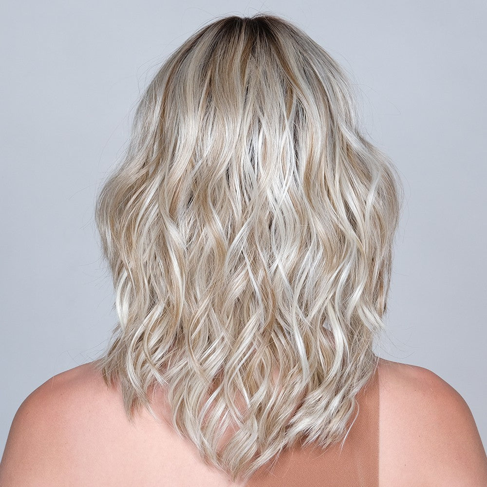 Tea Rose |  Belle Tress Wigs | Lace Front Side Part Heat Safe |  Butter beer blond Back  view