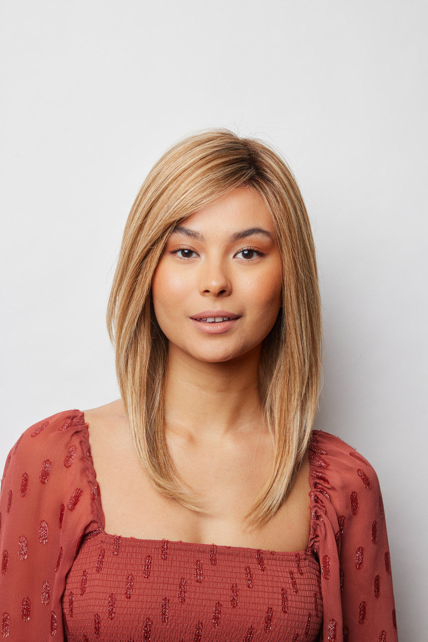 Thea | Amore Wigs | Monotop | Lace Front Remy Human Hair | Front View 2 | Hazelnut cream